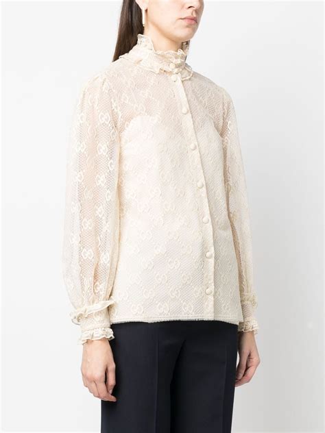 gucci vintage blouse|farfetch gucci lace blouse.